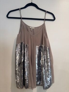 Joie Taupe Chiffon Sleeveless Blouse